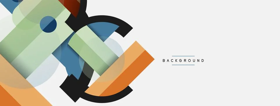 Geometric shapes composition abstract background. Circles lines and rectangles Stock Illustration