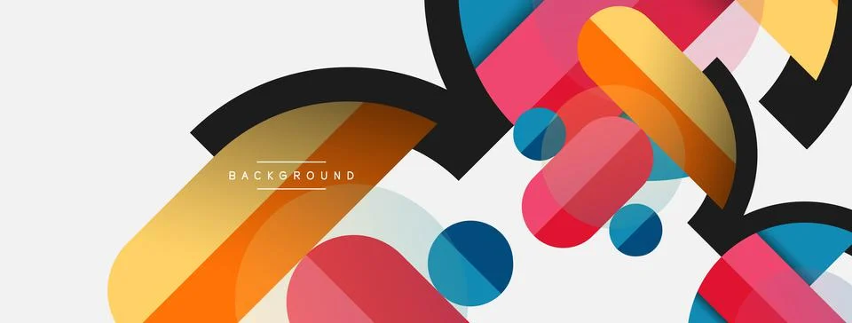 Geometric shapes composition abstract background. Circles lines and rectangles イラスト素材