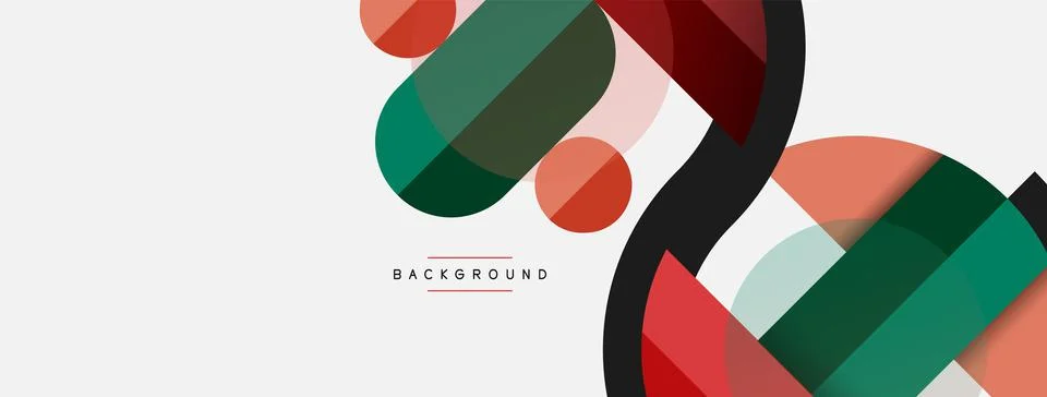 Geometric shapes composition abstract background. Circles lines and rectangles Stock Illustration