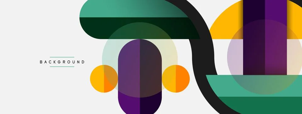 Geometric shapes composition abstract background. Circles lines and rectangles Stock Illustration