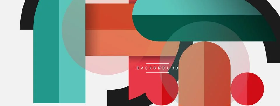 Geometric shapes composition abstract background. Circles lines and rectangles Illustrazione stock