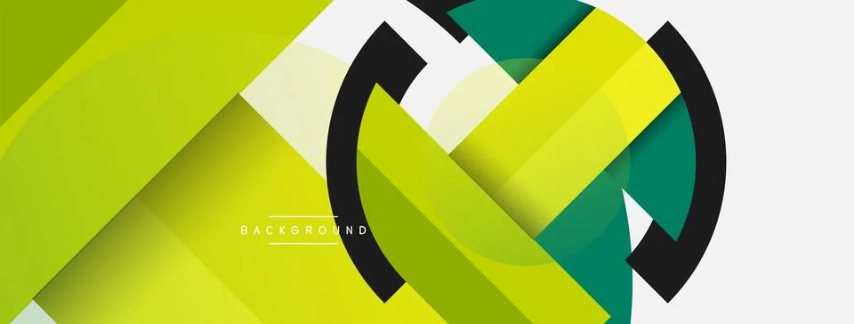 Geometric shapes composition abstract background. Circles lines and rectangles Stock Illustration