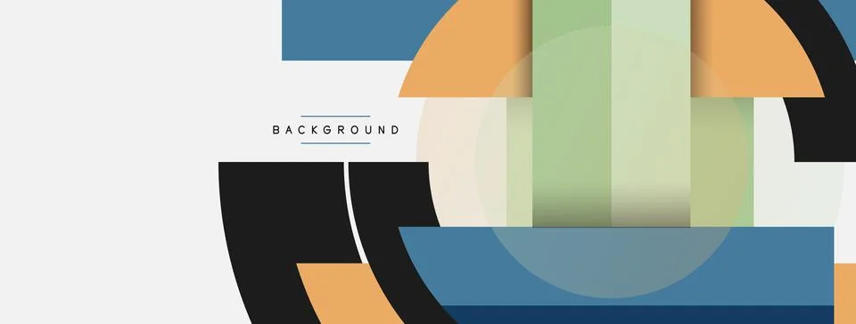 Geometric shapes composition abstract background. Circles lines and rectangles Stockillustratie