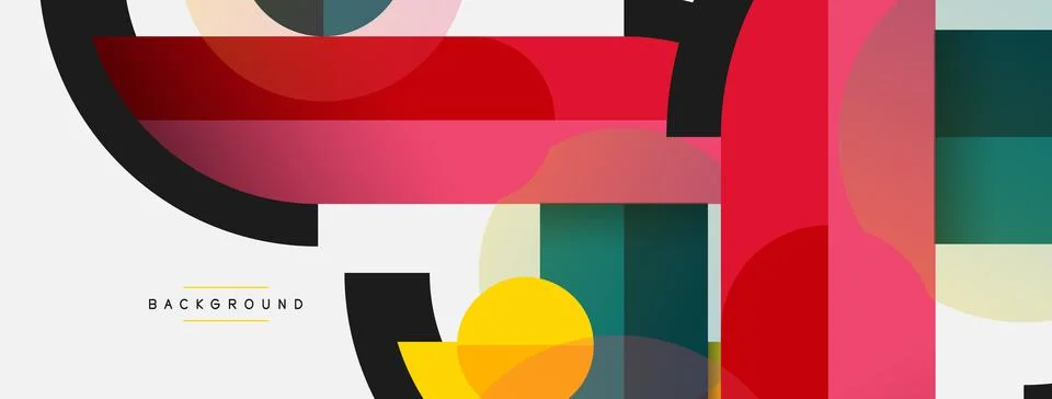 Geometric shapes composition abstract background. Circles lines and rectangles イラスト素材