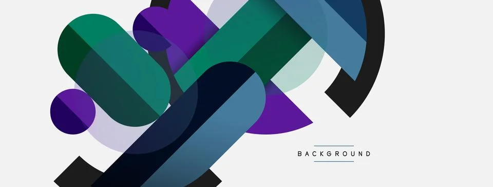 Geometric shapes composition abstract background. Circles lines and rectangles Illustrazione stock