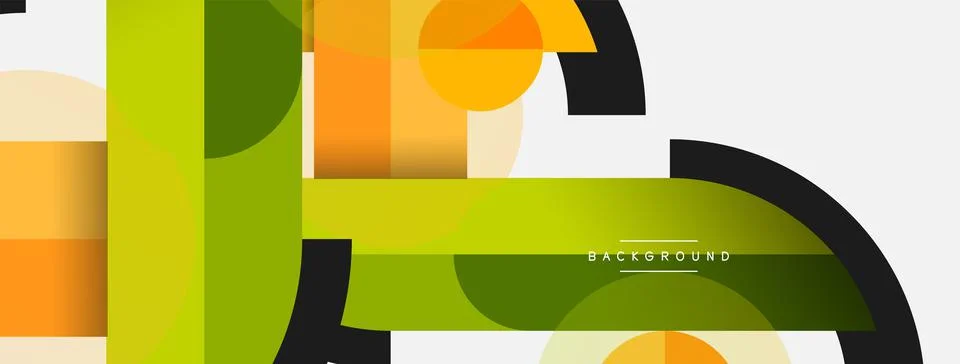 Geometric shapes composition abstract background. Circles lines and rectangles Illustrazione stock