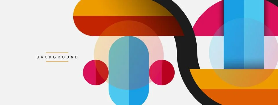 Geometric shapes composition abstract background. Circles lines and rectangles Stock Illustration