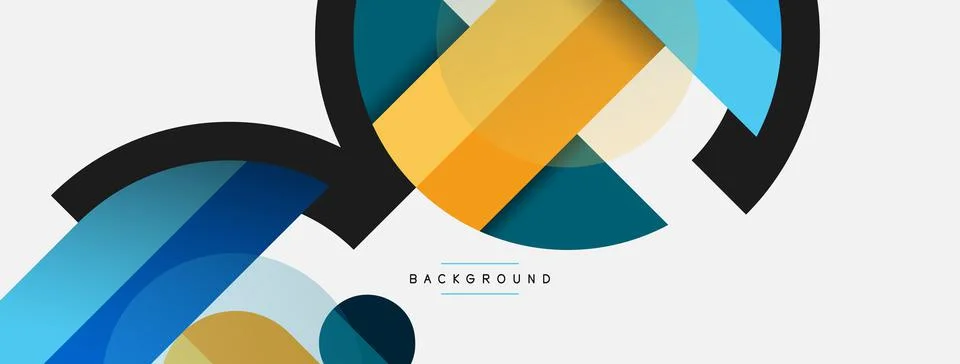 Geometric shapes composition abstract background. Circles lines and rectangles Illustrazione stock