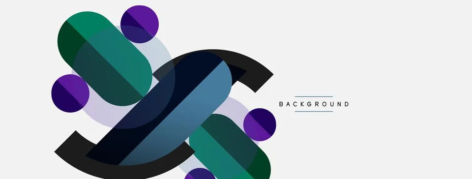 Geometric shapes composition abstract background. Circles lines and rectangles Stock Illustration