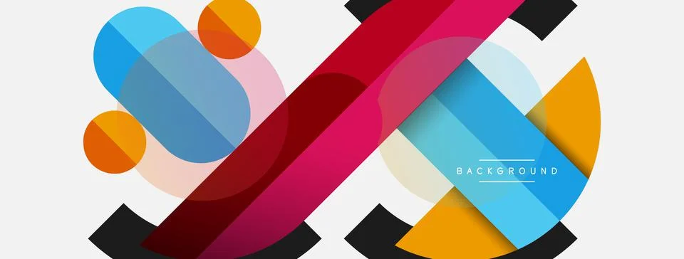 Geometric shapes composition abstract background. Circles lines and rectangles 스톡 일러스트