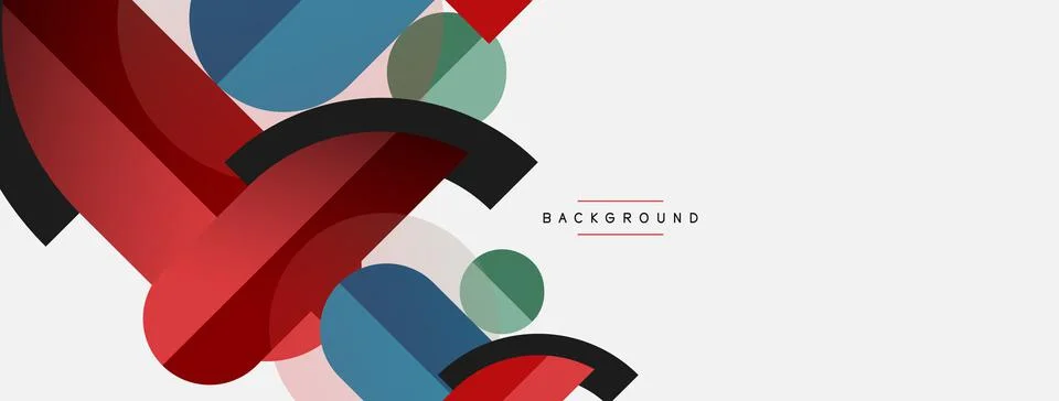Geometric shapes composition abstract background. Circles lines and rectangles Stock Illustration