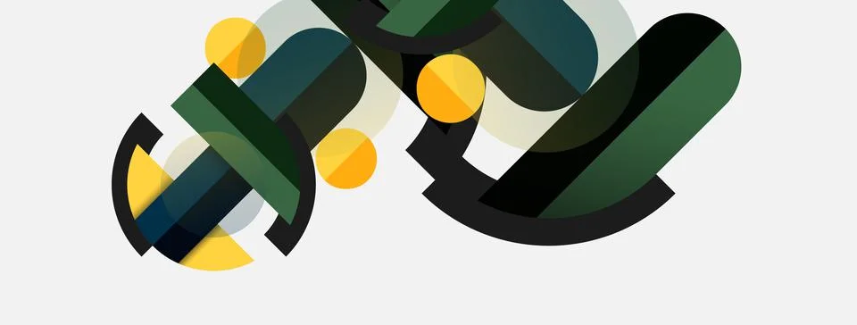 Geometric shapes composition abstract background. Circles lines and rectangles Stock Illustration