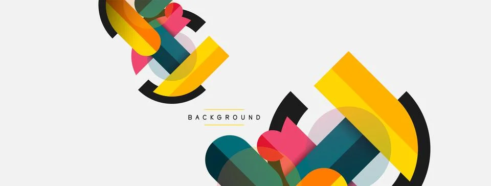Geometric shapes composition abstract background. Circles lines and rectangles イラスト素材