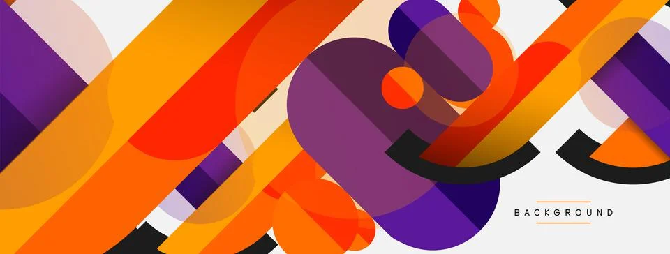 Geometric shapes composition abstract background. Circles lines and rectangles Stock Illustration
