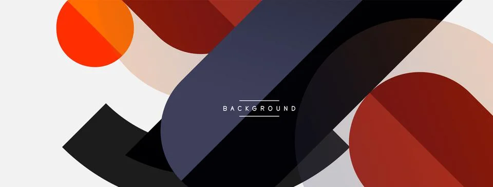 Geometric shapes composition abstract background. Circles lines and rectangles Illustrazione stock