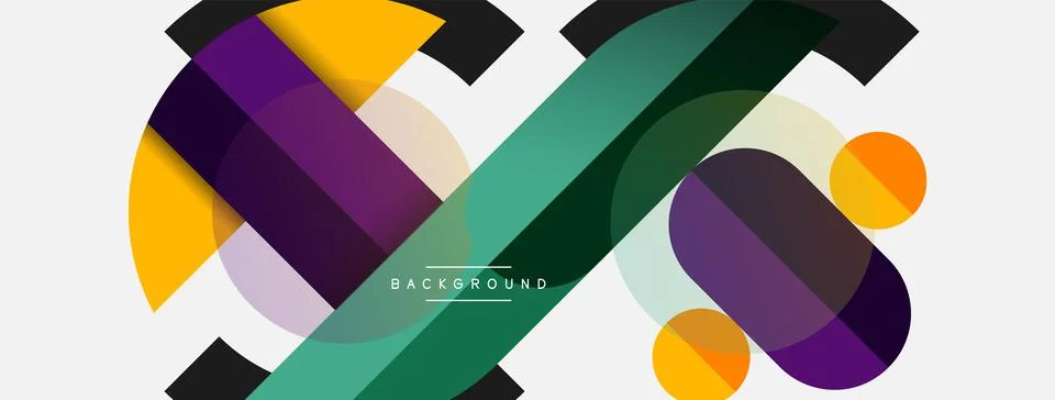 Geometric shapes composition abstract background. Circles lines and rectangles Stock Illustration