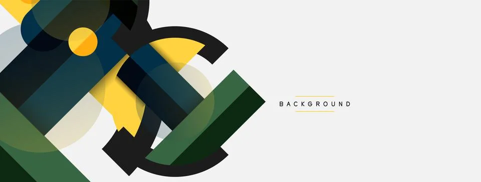 Geometric shapes composition abstract background. Circles lines and rectangles Stock Illustration