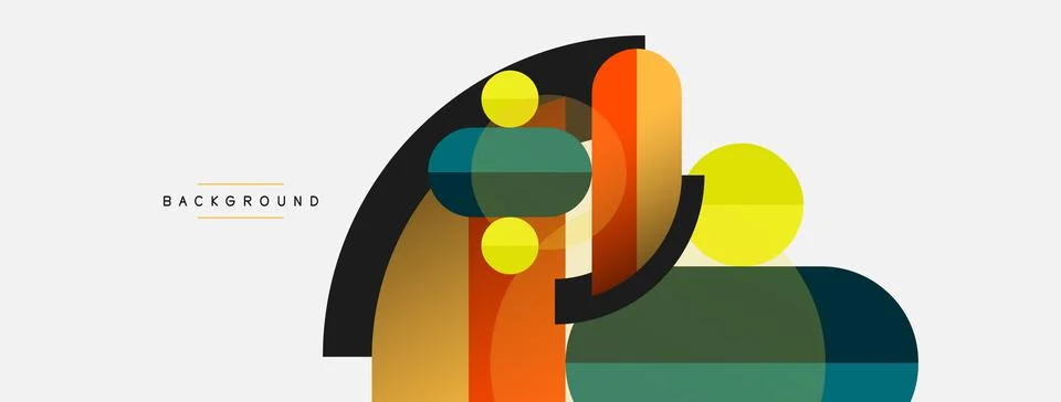 Geometric shapes composition abstract background. Circles lines and rectangles Stock Illustration