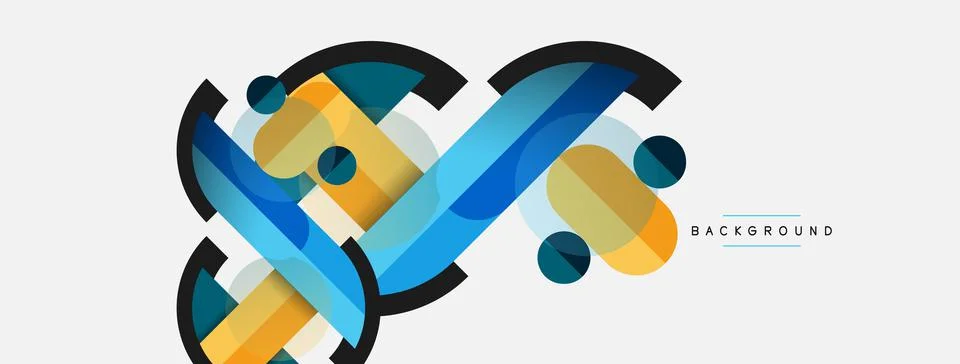 Geometric shapes composition abstract background. Circles lines and rectangles 스톡 일러스트