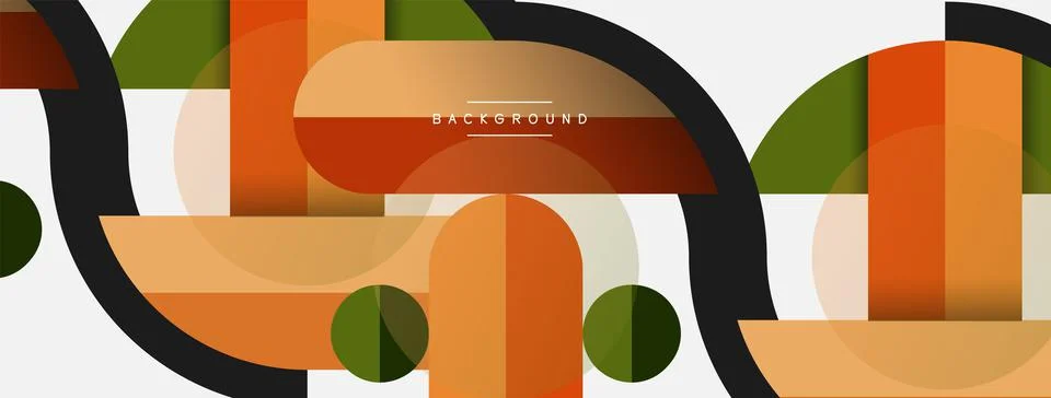 Geometric shapes composition abstract background. Circles lines and rectangles Stockillustratie