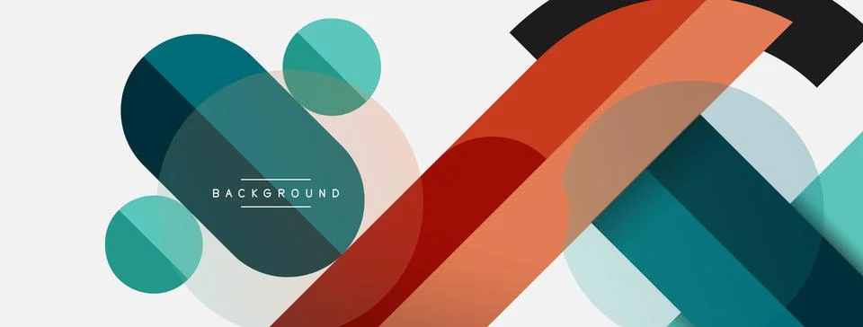 Geometric shapes composition abstract background. Circles lines and rectangles Stock Illustration
