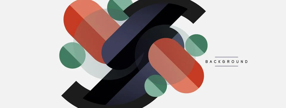 Geometric shapes composition abstract background. Circles lines and rectangles Stock Illustration