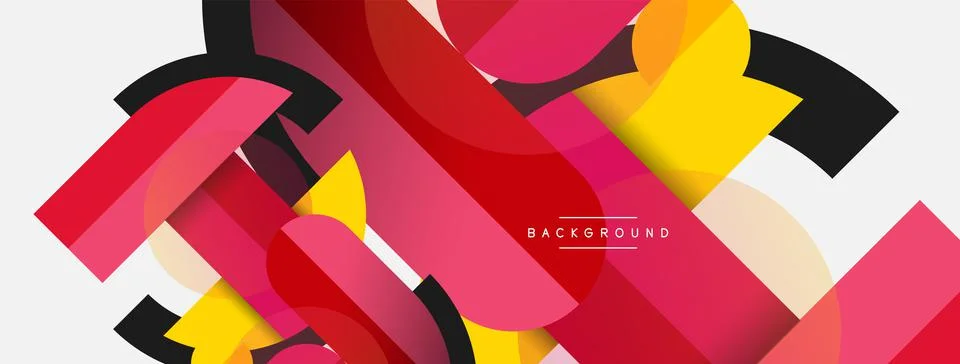 Geometric shapes composition abstract background. Circles lines and rectangles Stock Illustration