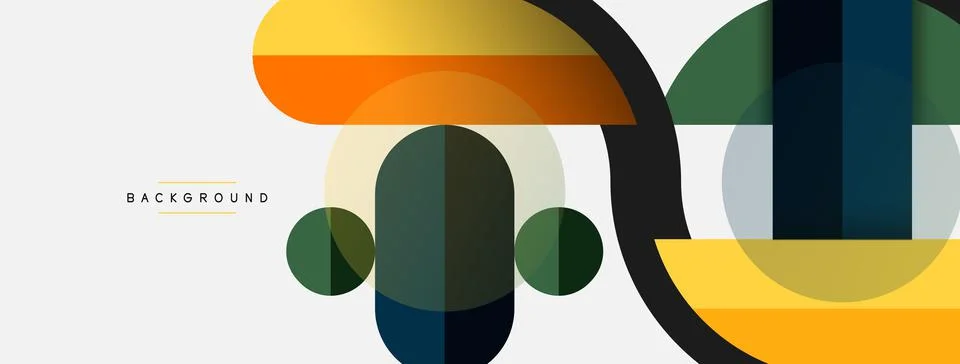 Geometric shapes composition abstract background. Circles lines and rectangles Illustrazione stock