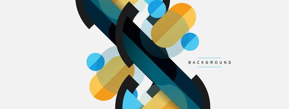 Geometric shapes composition abstract background. Circles lines and rectangles 库存插图