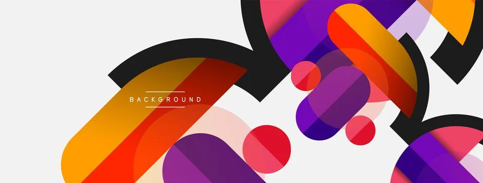 Geometric shapes composition abstract background. Circles lines and rectangles 스톡 일러스트