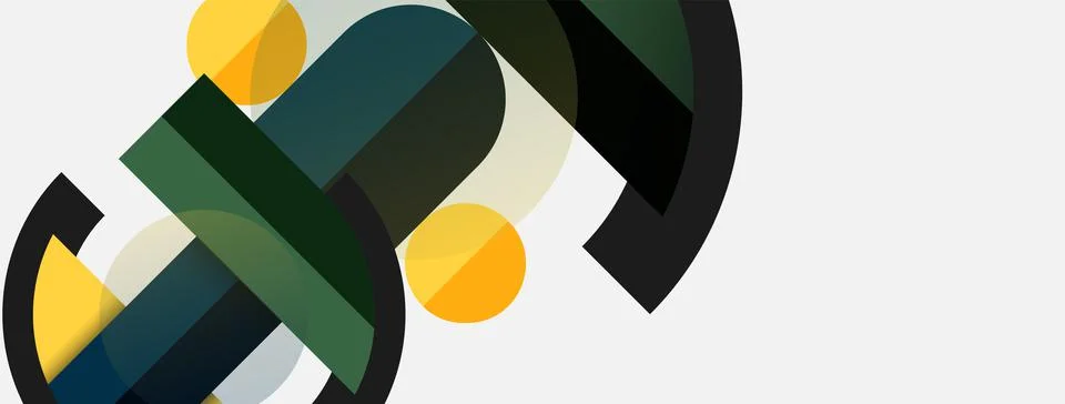 Geometric shapes composition abstract background. Circles lines and rectangles Stock Illustration