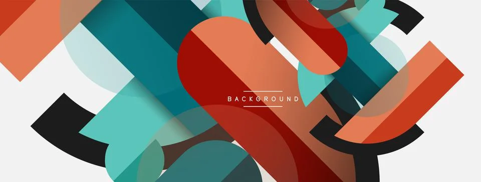 Geometric shapes composition abstract background. Circles lines and rectangles Illustration