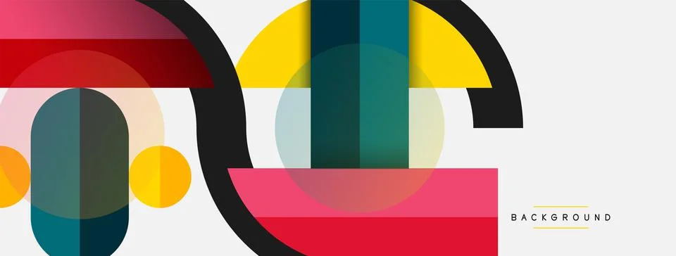 Geometric shapes composition abstract background. Circles lines and rectangles Stockillustratie