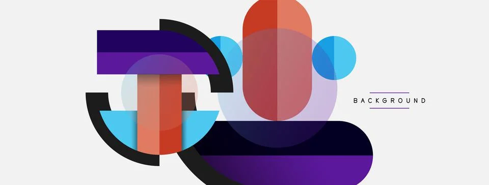 Geometric shapes composition abstract background. Circles lines and rectangles イラスト素材