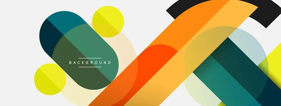 Geometric shapes composition abstract background. Circles lines and rectangles Stock Illustration
