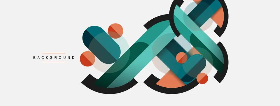 Geometric shapes composition abstract background. Circles lines and rectangles Stock Illustration