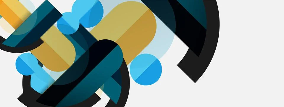 Geometric shapes composition abstract background. Circles lines and rectangles イラスト素材