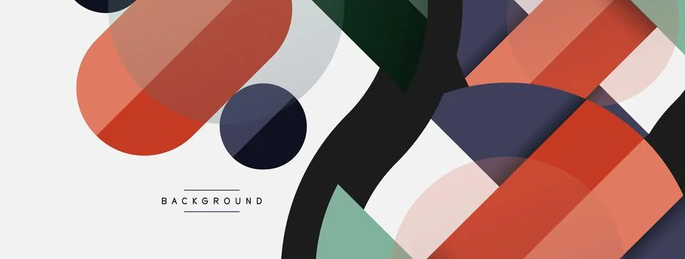 Geometric shapes composition abstract background. Circles lines and rectangles Stock Illustration