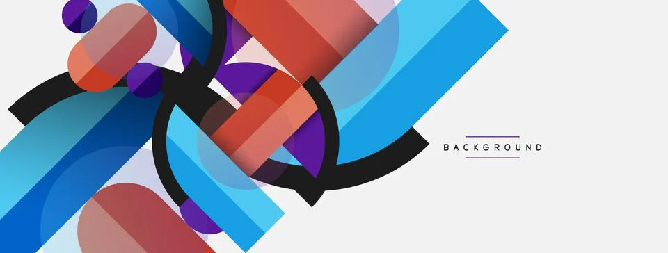 Geometric shapes composition abstract background. Circles lines and rectangles 库存插图