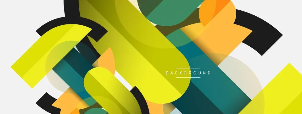 Geometric shapes composition abstract background. Circles lines and rectangles 스톡 일러스트