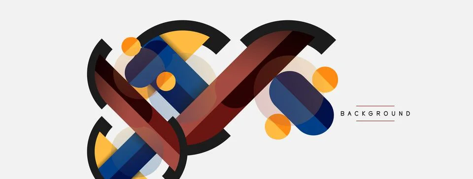 Geometric shapes composition abstract background. Circles lines and rectangles 스톡 일러스트