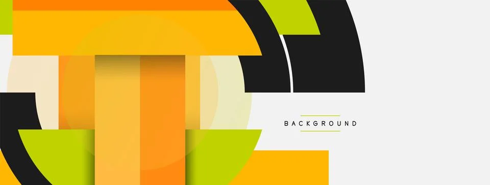 Geometric shapes composition abstract background. Circles lines and rectangles Illustrazione stock