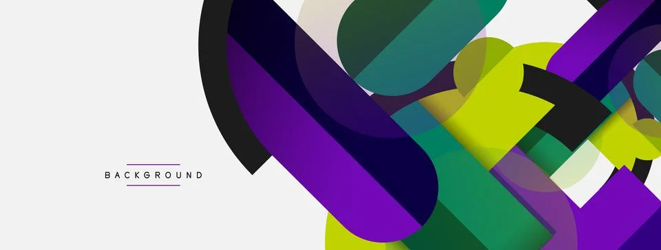 Geometric shapes composition abstract background. Circles lines and rectangles Stock Illustration