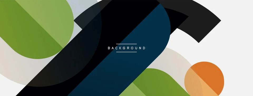 Geometric shapes composition abstract background. Circles lines and rectangles Stock Illustration