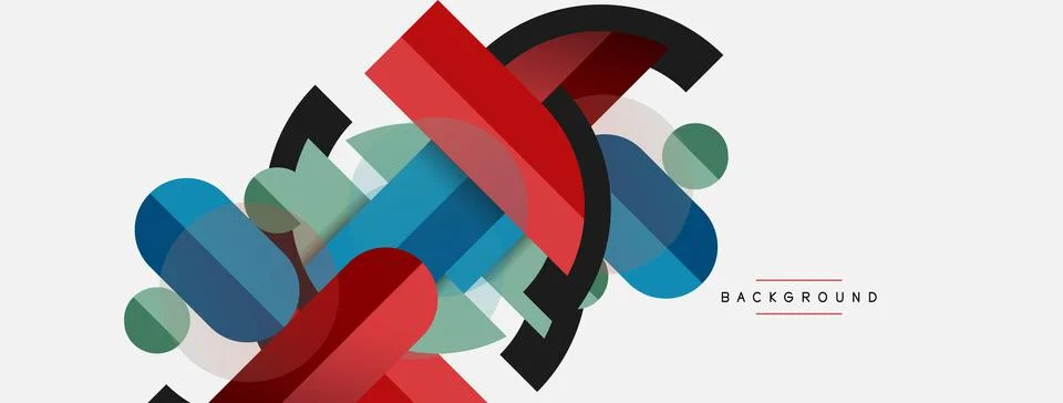 Geometric shapes composition abstract background. Circles lines and rectangles 스톡 일러스트