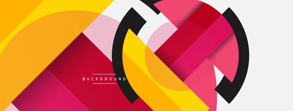 Geometric shapes composition abstract background. Circles lines and rectangles Illustrazione stock