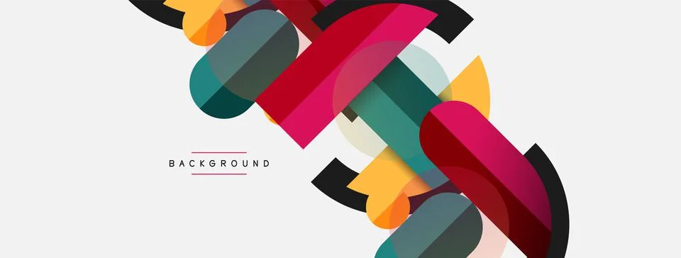 Geometric shapes composition abstract background. Circles lines and rectangles Stockillustratie