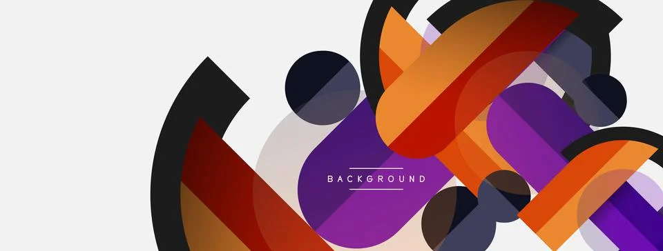 Geometric shapes composition abstract background. Circles lines and rectangles Illustrazione stock