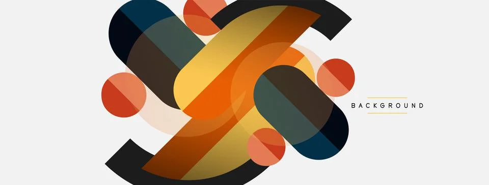 Geometric shapes composition abstract background. Circles lines and rectangles Stockillustratie