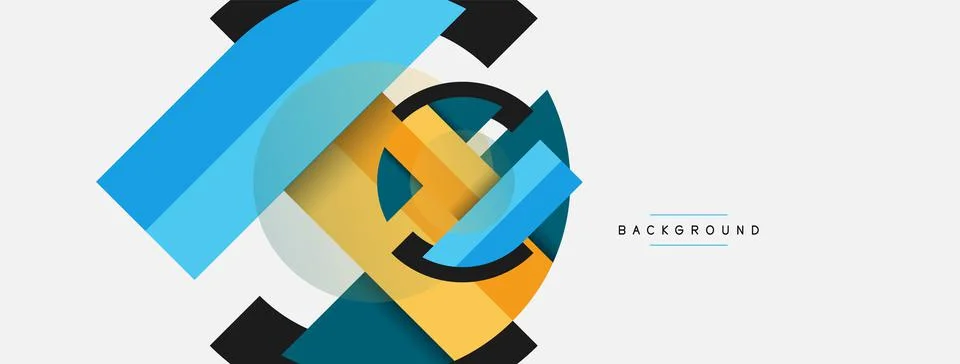 Geometric shapes composition abstract background. Circles lines and rectangles 库存插图